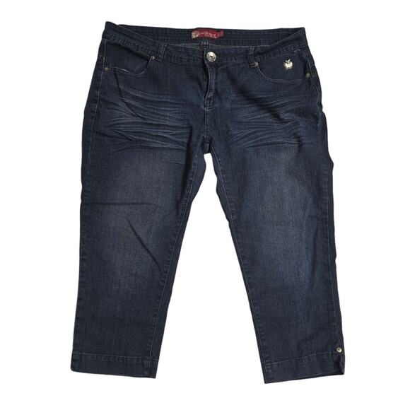 Vintage Apple Bottom Dark Wash Cropped/Capri Jeans - Size 13/14 - Picture 1 of 8